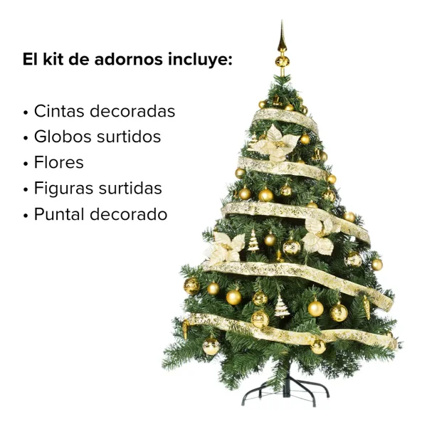 Arbol Navidad Montañes Deluxe 1.30mts Decoración Oro