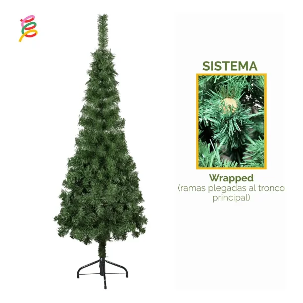 Árbol De Navidad Tronador Slim Verde 1.50mts Base Metal