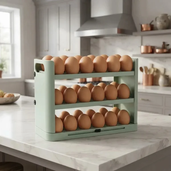 Huevera Organizador 3 Niveles Porta Huevos Heladera Mesada Verde Claro
