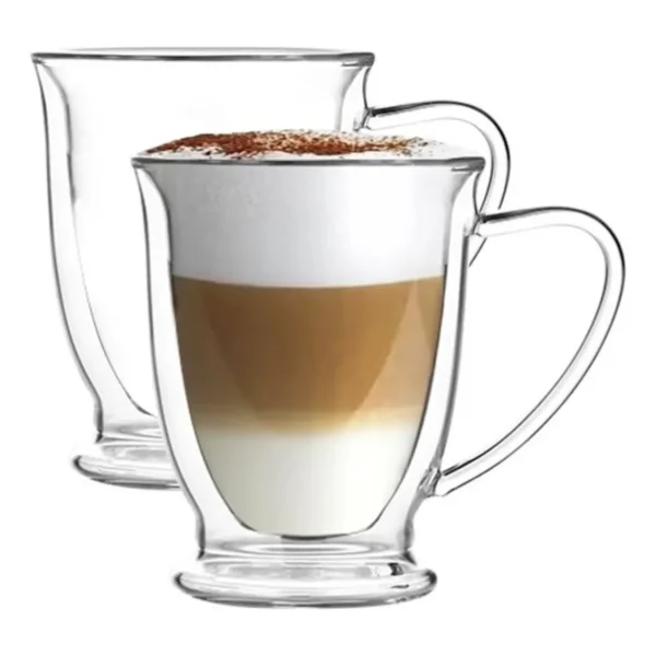 Taza Cafe Doble Vidrio Pared Capuchino Jarro 250ml Transparente