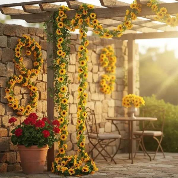 Enredadera Jardin Vertical Guirnalda Girasoles 2m Pack X3 Verde