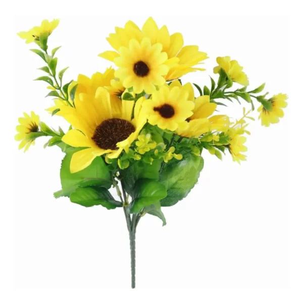 Ramo Girasol Flores Artificiales 30cm Decoracion Pack X10 Amarillo