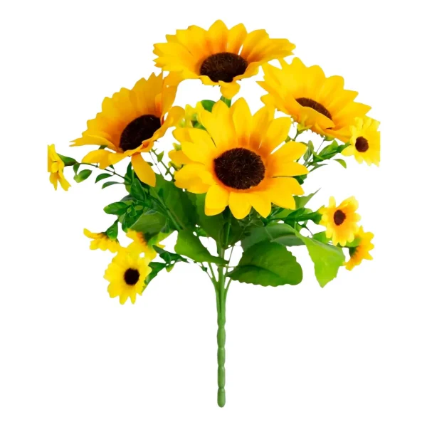 Ramo Girasol Flores Artificiales 30cm Decoracion Pack X4 Amarillo