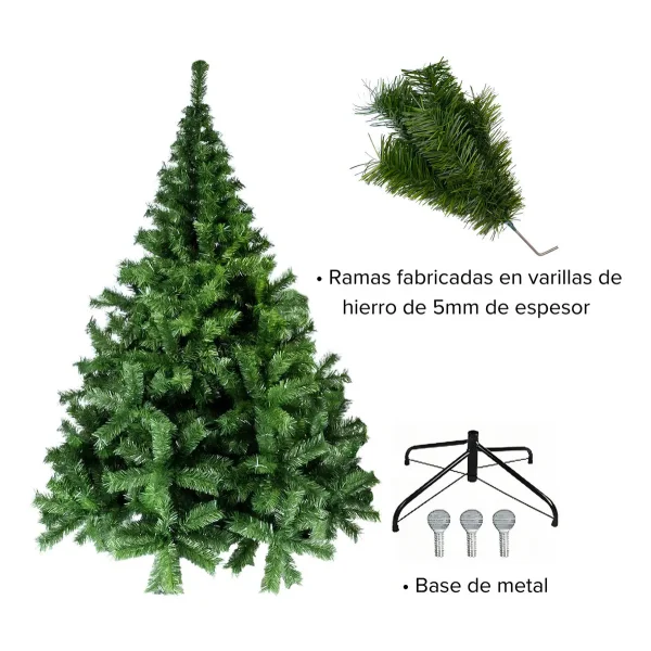 Árbol De Navidad Fabesa Canadian 1.5mts Frondoso Base Metálica Verde