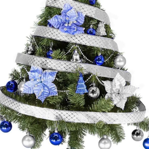Arbol Navidad Tronador Verde 1,20 + Kit 30 Azul Plata