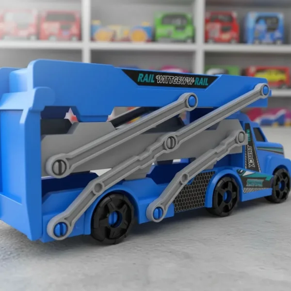 Camion Transportador Lanzador + 3 Autos De Carrera Niños Azul