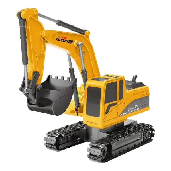 Excavadora Grua Rc 1:24 Recargable A Control Remoto Con Luz Naranja