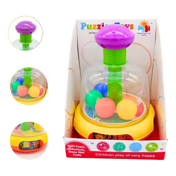 Juguete Didactico A Presion Con Pelotitas Para Bebe Color Amarillo