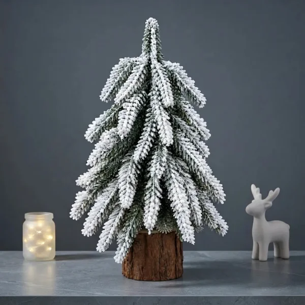 Adorno Arbolito De Navidad Decoración Pino Verde Nevado Verde Pino Verde Nevado