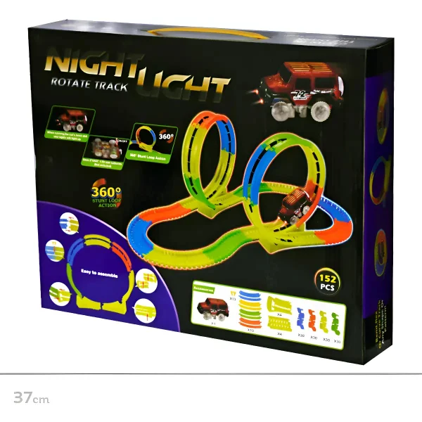 Pista Luminosa Flexible 152 Piezas Con Auto Luminoso Color Amarillo