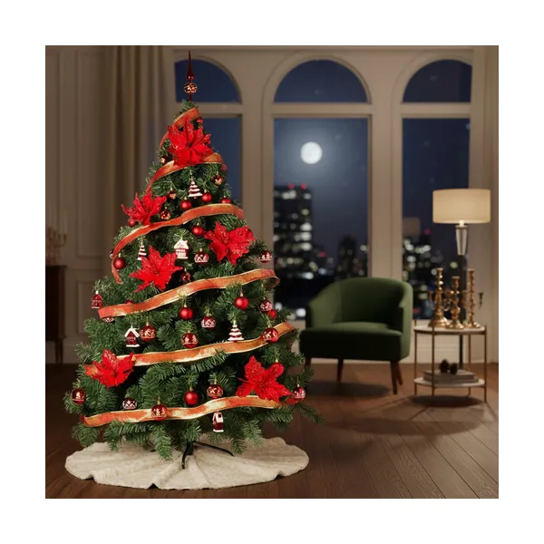 Árbol De Navidad Montañes Deluxe 1.80mts Rojo Black Friday