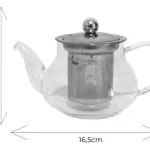 Tetera Vidrio Infusor Filtro Tapa Acero 450ml Té Hebras