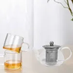 Tetera Vidrio Infusor Filtro Tapa Acero 450ml Té Hebras