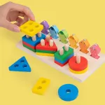 Juego Pesca + 4 Torres Encastre Madera Didactico Iman Peces Color Multicolor Tienda Cracovia Juguete 2 En 1
