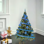 Arbol De Navidad Tronador Lujo 2,10mts Pino Decorado Azul Color Verde
