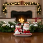 Juego De Salero Y Porta Escarbadientes Ceramica Navideño