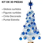 Arbol De Navidad Blanco 80cm Con Adornos 30 Piezas Azul
