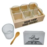 Set X6 Copetineros De Vidrio Y Madera Con Cucharitas