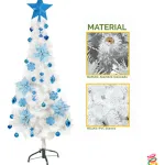 Arbol Navidad Tronador Slim Blanco 1,50mt + Kit 31 Deco Azul