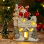 Adorno Navidad Casita Ceramica Decoracion Con Iluminación