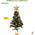 Arbol De Navidad Decorado Arbolito 90cm Pino Carioca