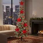 Arbol De Navidad Decorado Slim Nevado 1,80m + Kit Decoracion