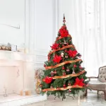 Árbol De Navidad Montañes Deluxe 1.80mts Decorado Rojo