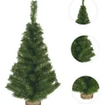 Arbolito Navidad Mini 60cm Con Base De Tronco Natural