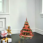 Arbol Navidad Tronador De Lujo 1,20mts + Kit 30 Adornos Rojo