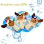 Sonajero Juguete Peluche Perro Con Chifle Para Bebé Color Blanco