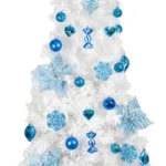 Arbol Navidad Tronador Slim Blanco 1,80mt + Kit 41 Deco Azul