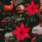 Flor 25cm Rojo Arbol De Navidad Adornos Decoración X4u