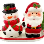 Juego De Salero Y Porta Escarbadientes Ceramica Navideño