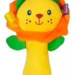Sonajero Juguete Peluche Con Chifle Para Bebé Color Amarillo Diseño León