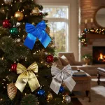 Adorno Colgante Navidad Moño 9cm Para Decoración Navideño X4