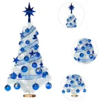 Arbol De Navidad Blanco 80cm Con Adornos 30 Piezas Azul