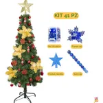 Arbol De Navidad Decorado Slim Verde 1,80mt + Kit Decoracion