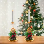 Candelabro Porta Velas Metalicos Decorativos Navidad 15cm Color Dorado