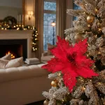 Flor 25cm Azul Arbol De Navidad Adornos Decoracion X4u