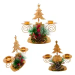 Candelabro Porta Velas X2 Decorativos Navidad 17cm Color Dorado