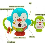 Sonajero Musical Bebe Pingüinos Con Luz Y Sonidos Jyf Toys Color Verde Oscuro