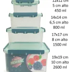 Set X4 Tupper Hermético Organizador Plástico Frio/caliente