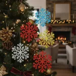 Adorno Colgante Copo De Nieve Decoración Arbol Navidad X10u