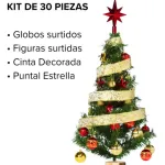 Arbol De Navidad 80cm Con Adornos 30 Piezas Rojo Oro