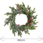 Corona Navideña Nevada Decorada Adornos Navidad 60cm Color Verde