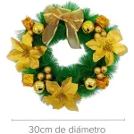 Corona Navideña Oro Decorada Feliz Navidad
