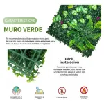 Jardín Vertical Cesped Artificial Flores Muro Verde 40x60cm