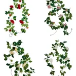 Flores Artificiales Enredadera Guía De Rosa Guirnalda 2mts
