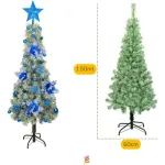 Arbol De Navidad Decorado Slim Nevado 1,50m + Kit Decoracion