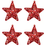 Adorno Navideño Estrella Colgante X4 Decoración Para Arbol